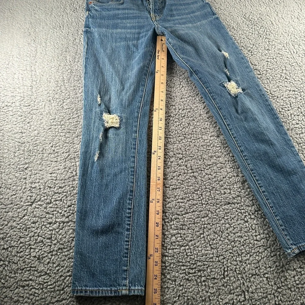 Levis 501 S Jeans Womens 12‎ Premium Button Fly Straight Leg Skinny Distressed
